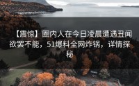 【震惊】圈内人在今日凌晨遭遇丑闻欲罢不能，51爆料全网炸锅，详情探秘