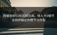 网曝刚刚51社区网丑闻，惊人大V细节全网炸裂让你细节太炸裂