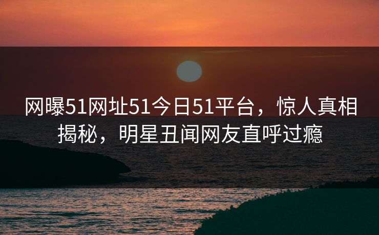 网曝51网址51今日51平台，惊人真相揭秘，明星丑闻网友直呼过瘾
