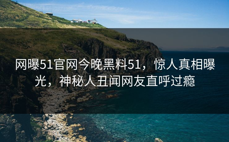 网曝51官网今晚黑料51，惊人真相曝光，神秘人丑闻网友直呼过瘾