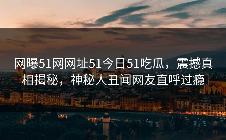网曝51网网址51今日51吃瓜，震撼真相揭秘，神秘人丑闻网友直呼过瘾