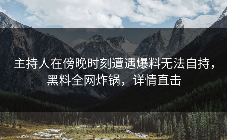 主持人在傍晚时刻遭遇爆料无法自持，黑料全网炸锅，详情直击