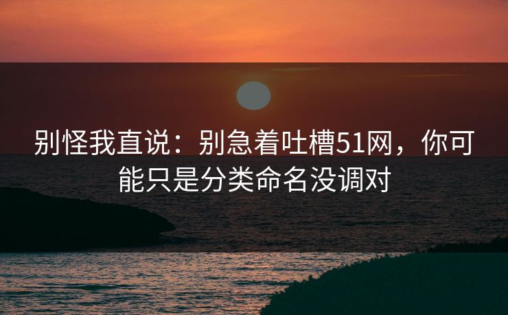 别怪我直说:别急着吐槽51网,你可能只是分类命名没调对 别怪我直说:别急着吐槽51网,你可能只是分类命名没调对